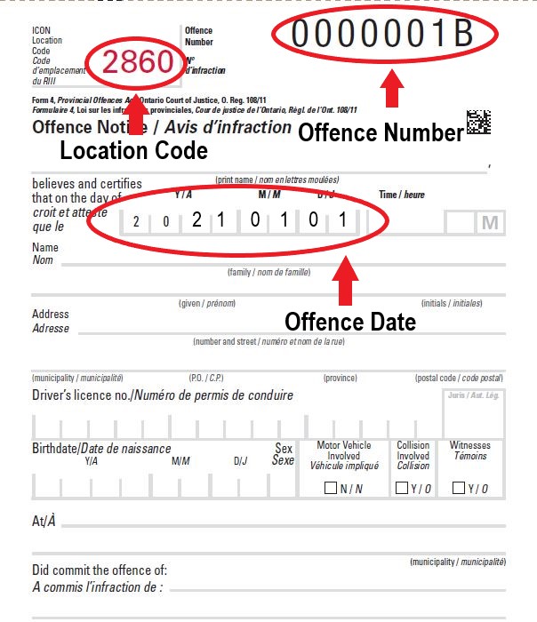 offence number on red light camera